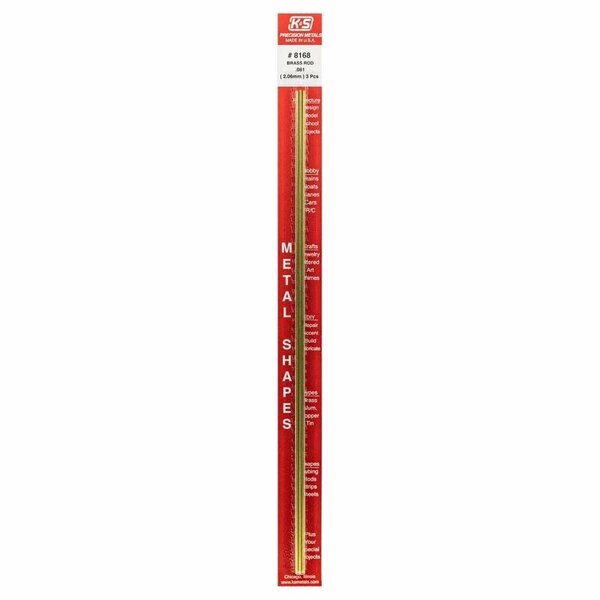 K&S Precision Metals Solid Brass Rod .081 X 12in, 3PK 8168